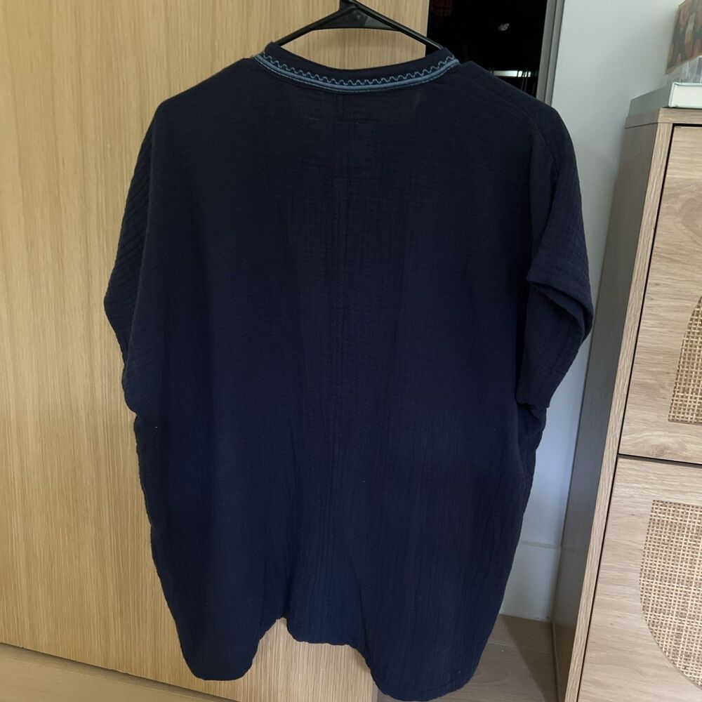 Johnny Was Biya Zeke Blouse Gauze Size Small Tunic Top Navy Blue Boho NWT! - Picture 9 of 9